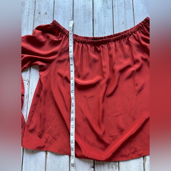 Madewell Off Shoulder Blouse | Rust | 100% Silk | S πβ¨ - Picture 3 of 9
